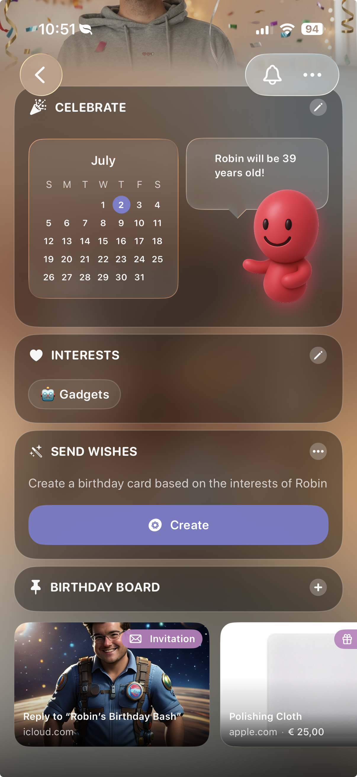 Birthday Buddy search screenshot